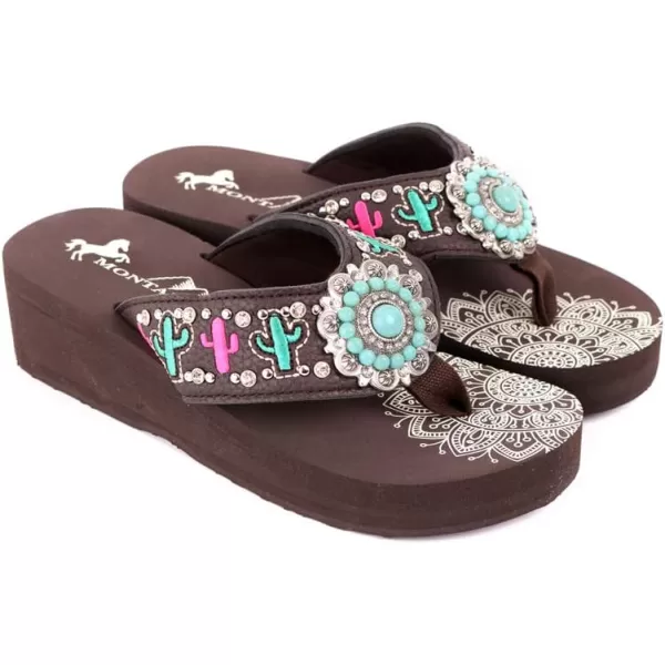 Montana West Patriotic Wedge Flip Flops for Women Western Rhinestone Comfort Thong Sandals