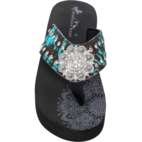 Montana West Patriotic Wedge Flip Flops for Women Western Rhinestone Comfort Thong Sandals