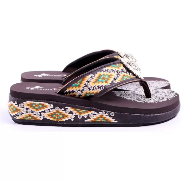 Montana West Patriotic Wedge Flip Flops for Women Western Rhinestone Comfort Thong Sandals