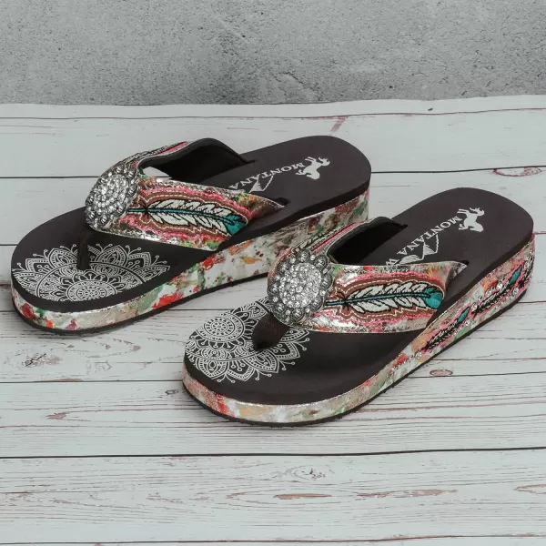 Montana West Patriotic Wedge Flip Flops for Women Western Rhinestone Comfort Thong Sandals