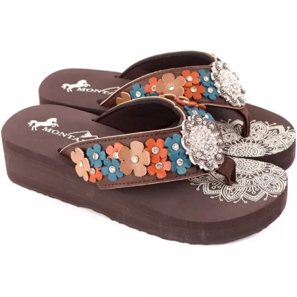 Montana West Patriotic Wedge Flip Flops for Women Western Rhinestone Comfort Thong Sandals