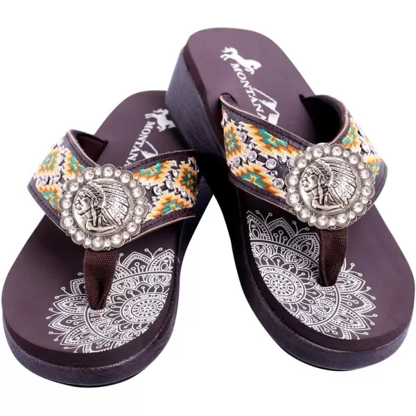 Montana West Patriotic Wedge Flip Flops for Women Western Rhinestone Comfort Thong Sandals