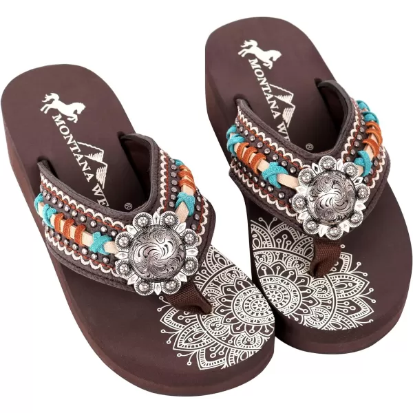 Montana West Patriotic Wedge Flip Flops for Women Western Rhinestone Comfort Thong Sandals