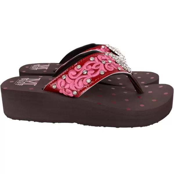 Montana West Patriotic Wedge Flip Flops for Women Western Rhinestone Comfort Thong Sandals