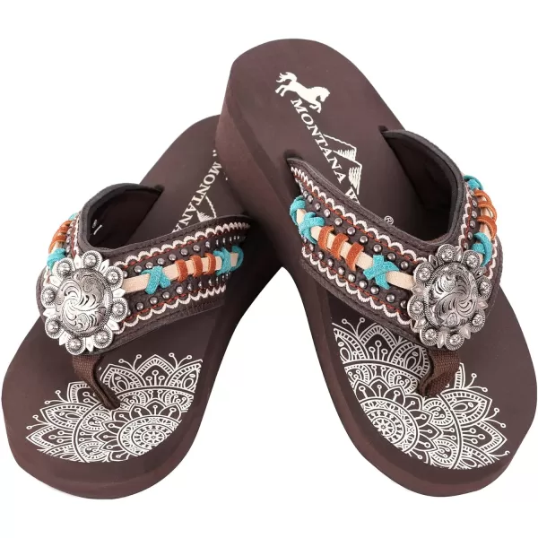 Montana West Patriotic Wedge Flip Flops for Women Western Rhinestone Comfort Thong Sandals