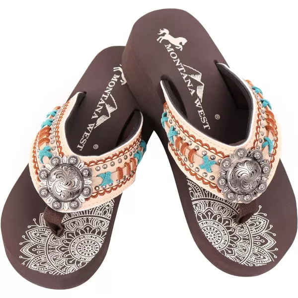 Montana West Patriotic Wedge Flip Flops for Women Western Rhinestone Comfort Thong Sandals