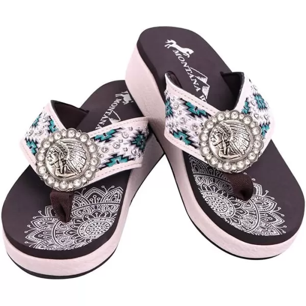 Montana West Patriotic Wedge Flip Flops for Women Western Rhinestone Comfort Thong Sandals