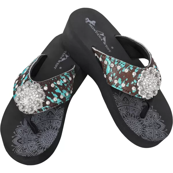 Montana West Patriotic Wedge Flip Flops for Women Western Rhinestone Comfort Thong Sandals