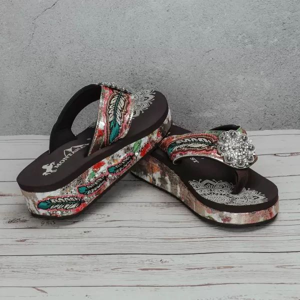 Montana West Patriotic Wedge Flip Flops for Women Western Rhinestone Comfort Thong Sandals