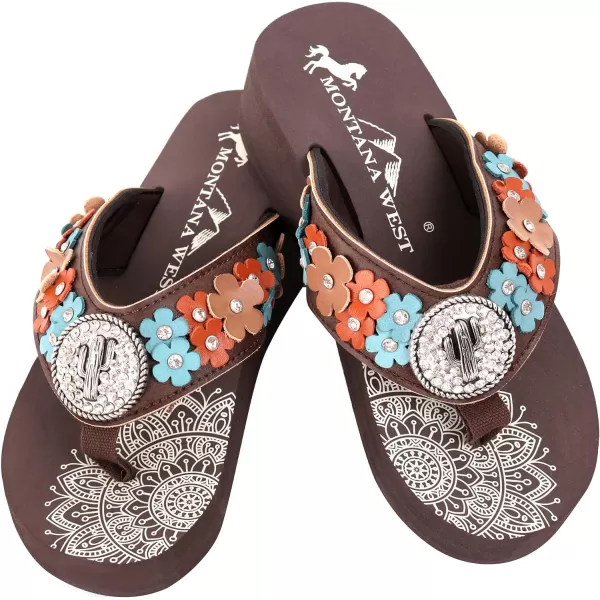 Montana West Patriotic Wedge Flip Flops for Women Western Rhinestone Comfort Thong Sandals