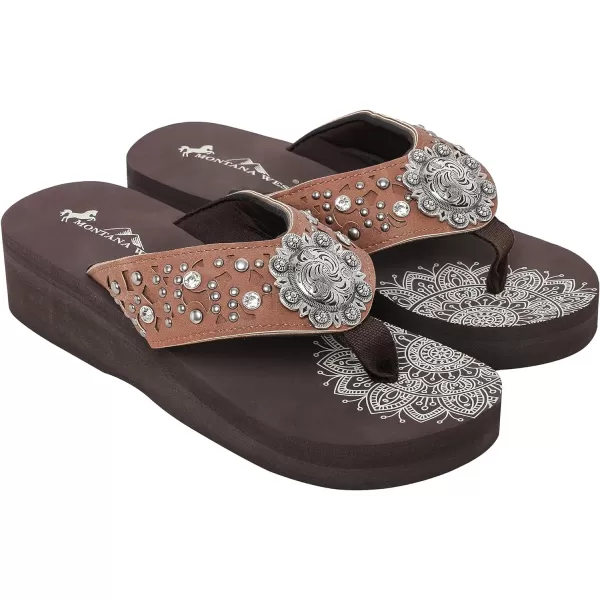 Montana West Patriotic Wedge Flip Flops for Women Western Rhinestone Comfort Thong Sandals