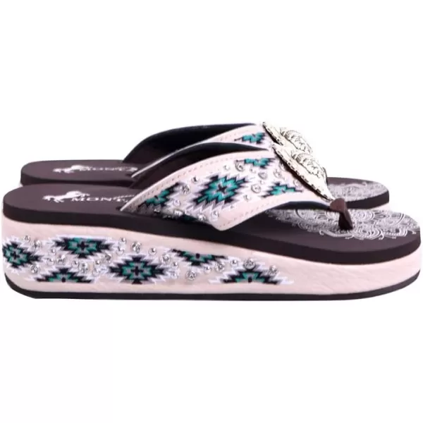 Montana West Patriotic Wedge Flip Flops for Women Western Rhinestone Comfort Thong Sandals
