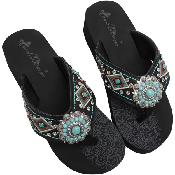 Montana West Patriotic Wedge Flip Flops for Women Western Rhinestone Comfort Thong Sandals