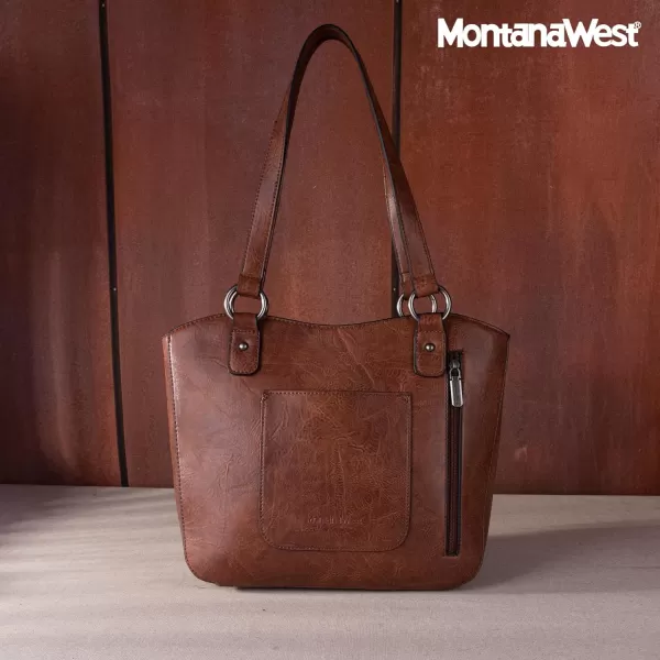 Montana West Women's Western Handbag Tooling Tote Bag Conceal Carry Purse with Detachable Holster