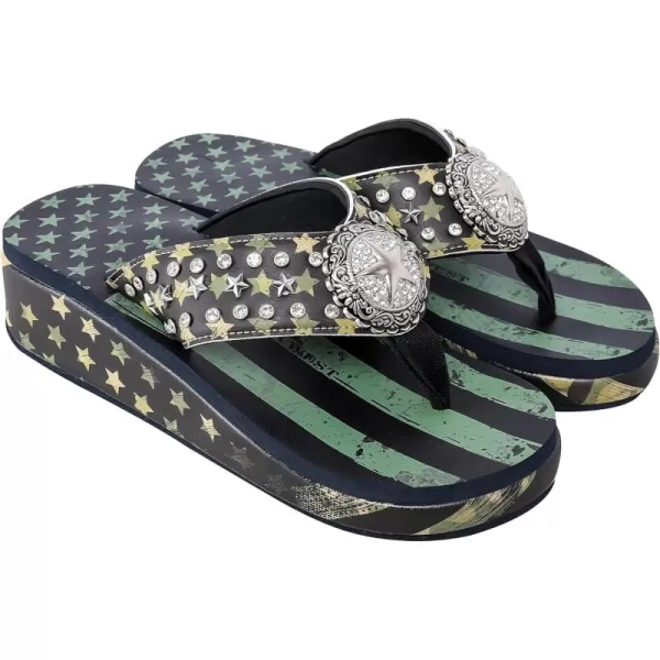 Montana West Flip Flops for women Wedge Flip Flops Western Wedge Sandals Bling Flip Flops Beach Sandals