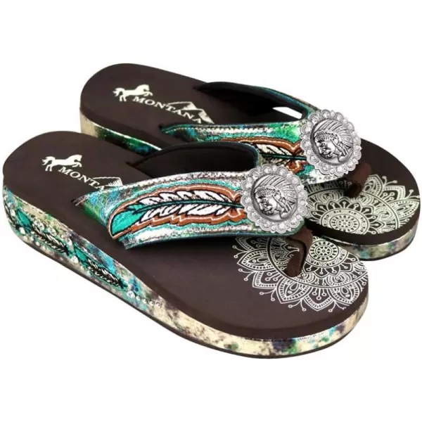 Montana West Flip Flops for women Wedge Flip Flops Western Wedge Sandals Bling Flip Flops Beach Sandals