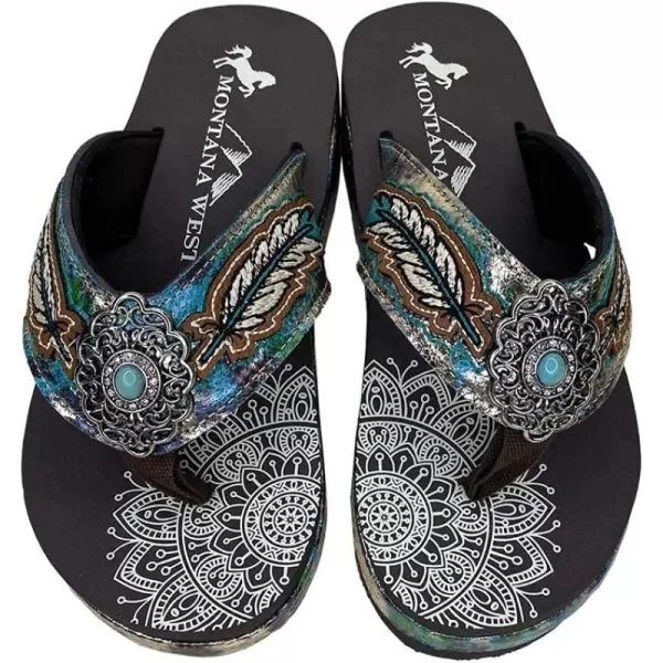 Montana West Flip Flops for women Wedge Flip Flops Western Wedge Sandals Bling Flip Flops Beach Sandals