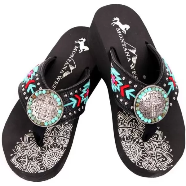 Montana West Flip Flops for women Wedge Flip Flops Western Wedge Sandals Bling Flip Flops Beach Sandals