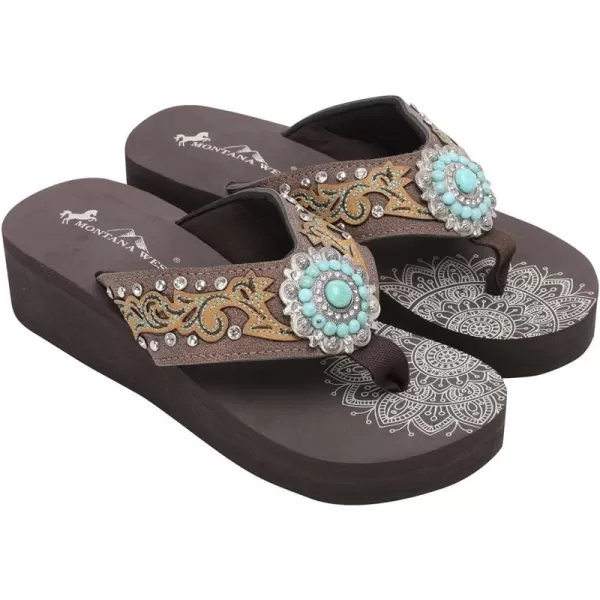 Montana West Flip Flops for women Wedge Flip Flops Western Wedge Sandals Bling Flip Flops Beach Sandals