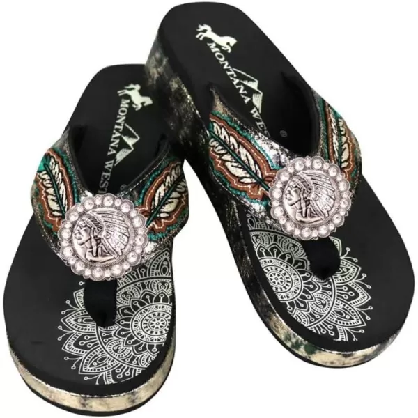 Montana West Flip Flops for women Wedge Flip Flops Western Wedge Sandals Bling Flip Flops Beach Sandals