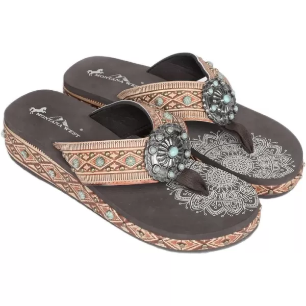 Montana West Patriotic Wedge Flip Flops for Women Western Rhinestone Comfort Thong Sandals