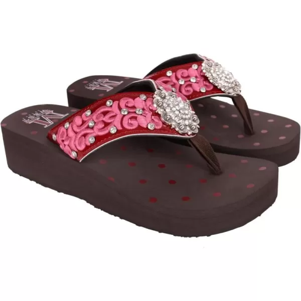 Montana West Patriotic Wedge Flip Flops for Women Western Rhinestone Comfort Thong Sandals