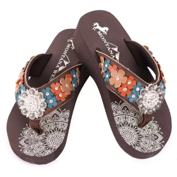 Montana West Patriotic Wedge Flip Flops for Women Western Rhinestone Comfort Thong Sandals