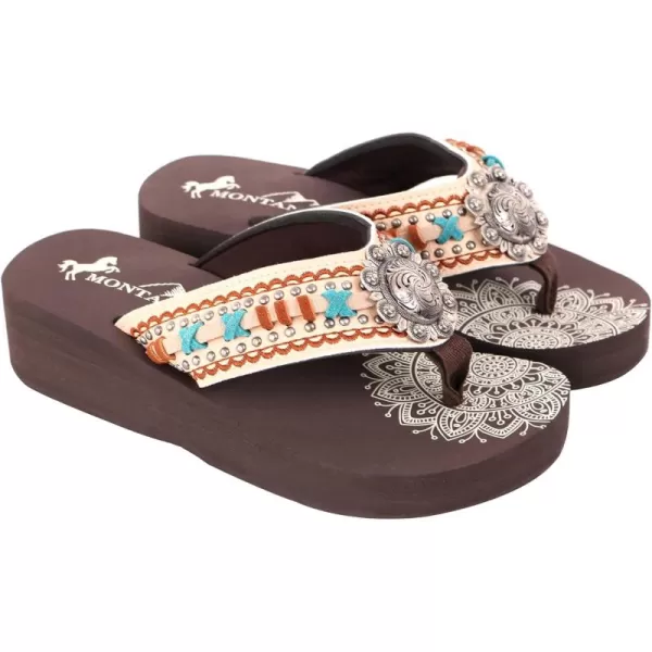 Montana West Patriotic Wedge Flip Flops for Women Western Rhinestone Comfort Thong Sandals