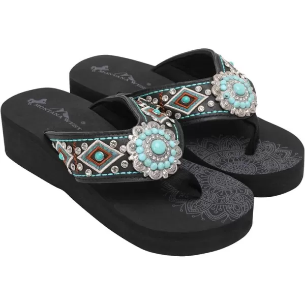 Montana West Patriotic Wedge Flip Flops for Women Western Rhinestone Comfort Thong Sandals