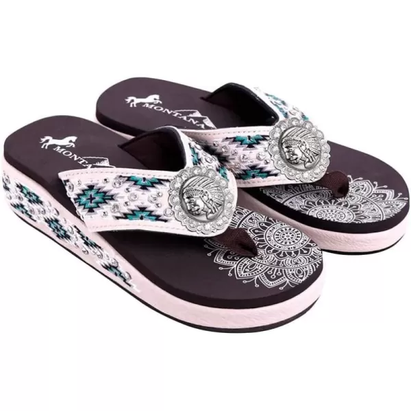 Montana West Patriotic Wedge Flip Flops for Women Western Rhinestone Comfort Thong Sandals