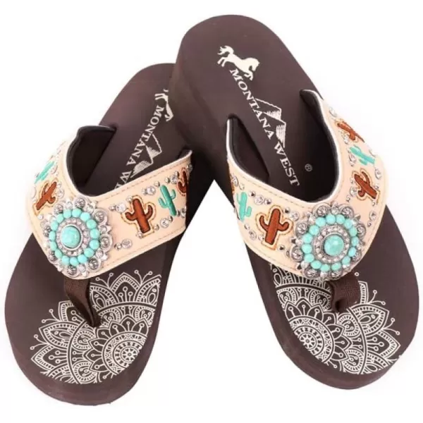 Montana West Patriotic Wedge Flip Flops for Women Western Rhinestone Comfort Thong Sandals