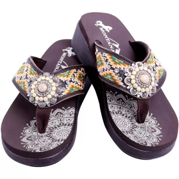 Montana West Patriotic Wedge Flip Flops for Women Western Rhinestone Comfort Thong Sandals