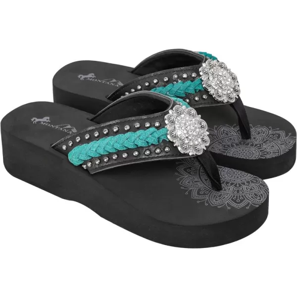 Montana West Patriotic Wedge Flip Flops for Women Western Rhinestone Comfort Thong Sandals