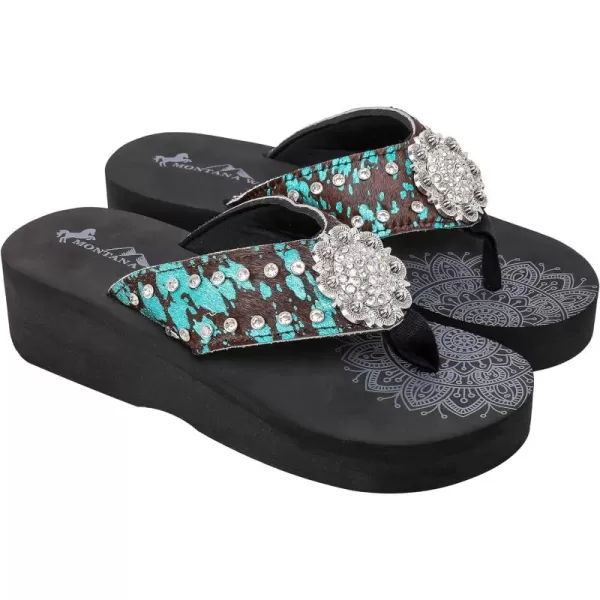 Montana West Patriotic Wedge Flip Flops for Women Western Rhinestone Comfort Thong Sandals