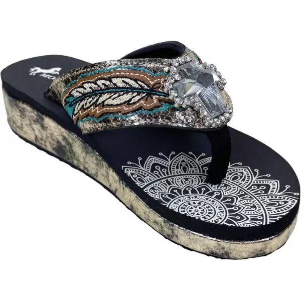 Montana West Patriotic Wedge Flip Flops for Women Western Rhinestone Comfort Thong Sandals