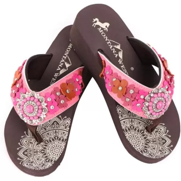 Montana West Patriotic Wedge Flip Flops for Women Western Rhinestone Comfort Thong Sandals