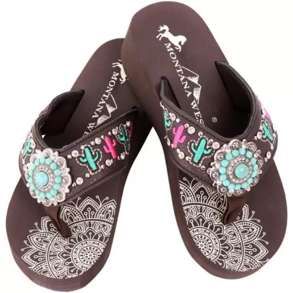 Montana West Patriotic Wedge Flip Flops for Women Western Rhinestone Comfort Thong Sandals