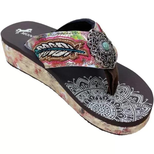 Montana West Patriotic Wedge Flip Flops for Women Western Rhinestone Comfort Thong Sandals