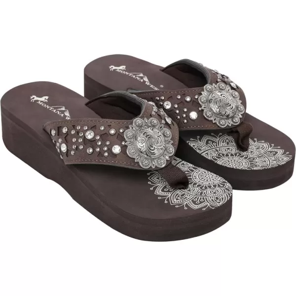 Montana West Patriotic Wedge Flip Flops for Women Western Rhinestone Comfort Thong Sandals