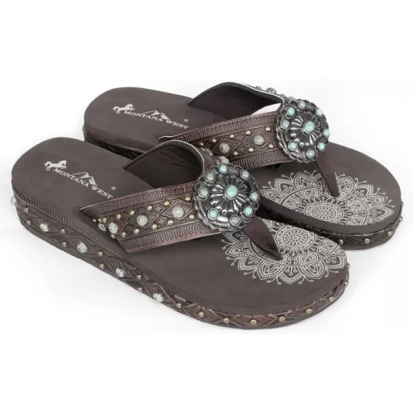 Montana West Patriotic Wedge Flip Flops for Women Western Rhinestone Comfort Thong Sandals