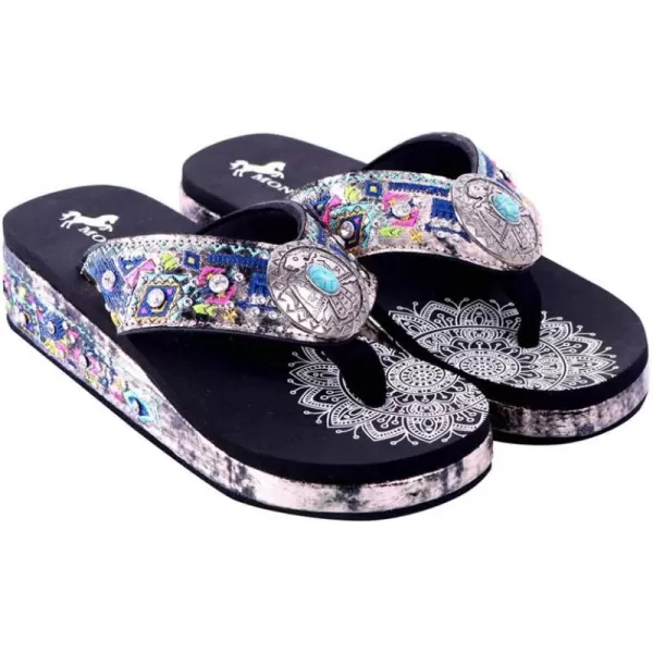 Montana West Patriotic Wedge Flip Flops for Women Western Rhinestone Comfort Thong Sandals