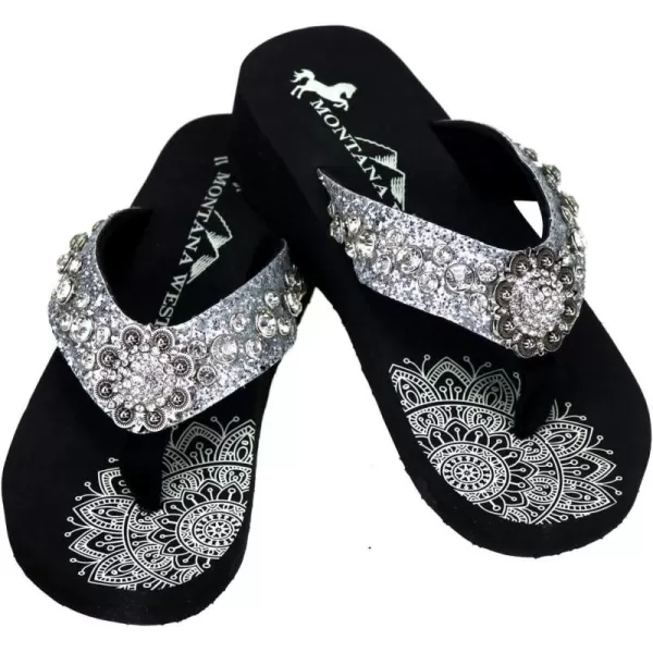 Montana West Patriotic Wedge Flip Flops for Women Western Rhinestone Comfort Thong Sandals