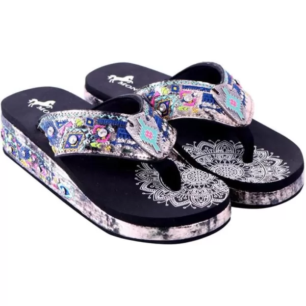 Montana West Patriotic Wedge Flip Flops for Women Western Rhinestone Comfort Thong Sandals