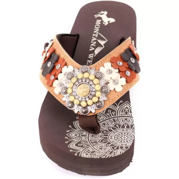 Montana West Patriotic Wedge Flip Flops for Women Western Rhinestone Comfort Thong Sandals