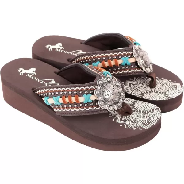 Montana West Patriotic Wedge Flip Flops for Women Western Rhinestone Comfort Thong Sandals