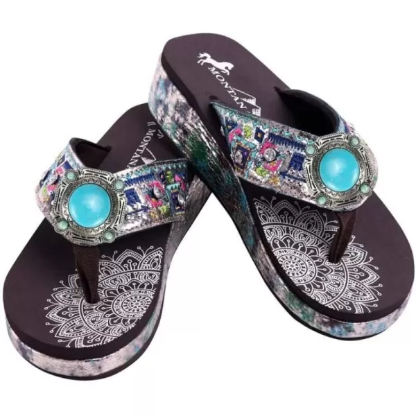 Montana West Patriotic Wedge Flip Flops for Women Western Rhinestone Comfort Thong Sandals