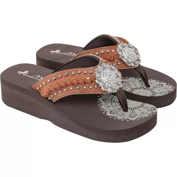 Montana West Patriotic Wedge Flip Flops for Women Western Rhinestone Comfort Thong Sandals