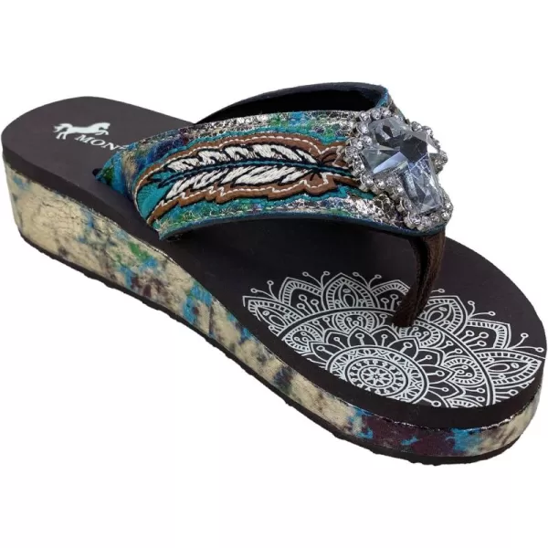 Montana West Patriotic Wedge Flip Flops for Women Western Rhinestone Comfort Thong Sandals