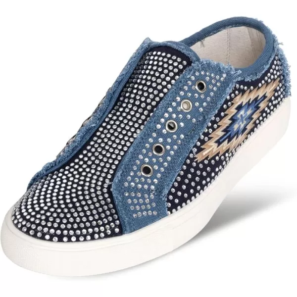 Montana West Slip-on Shoes for Women Western Sneakers Fashion Bling Walking Shoes Art Painted Travel Shoes Casual Loafers