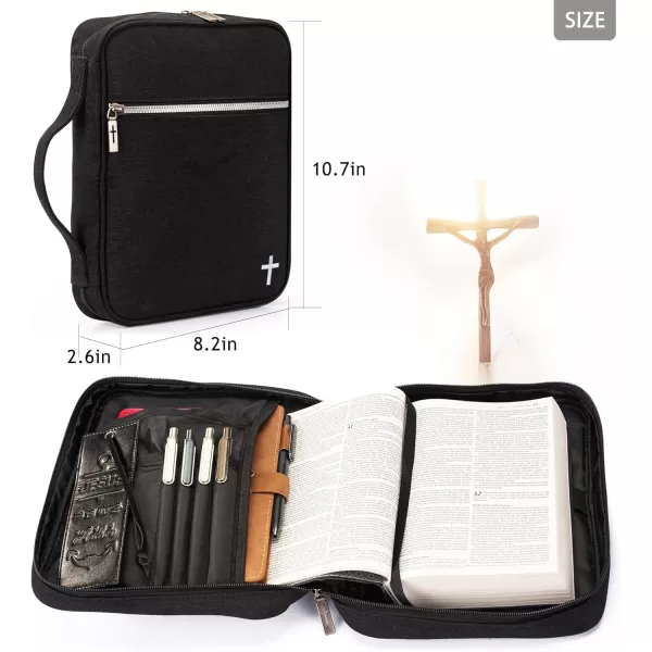 Montana West Bible Covers for Women Men with Leather Bookmark Carrying Book Case Church Bag Bible Protective with Zippered Pocket MWC-126BK